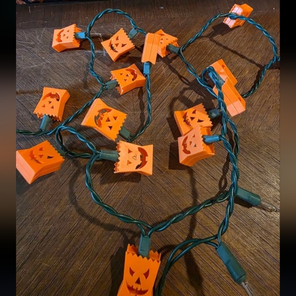 Vintage Halloween 90s Orange Jack O'Lantern Pumpkin Bag String Lights